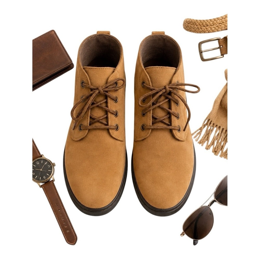 Simple Antique Modern Tan Suede Chukka Boots Lace-Up Casual Men's Size 10 GUC